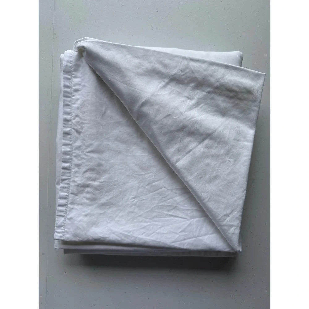 Brooklinen Crisp White Flat Sheet Queen Size 100% Cotton Satin EUC